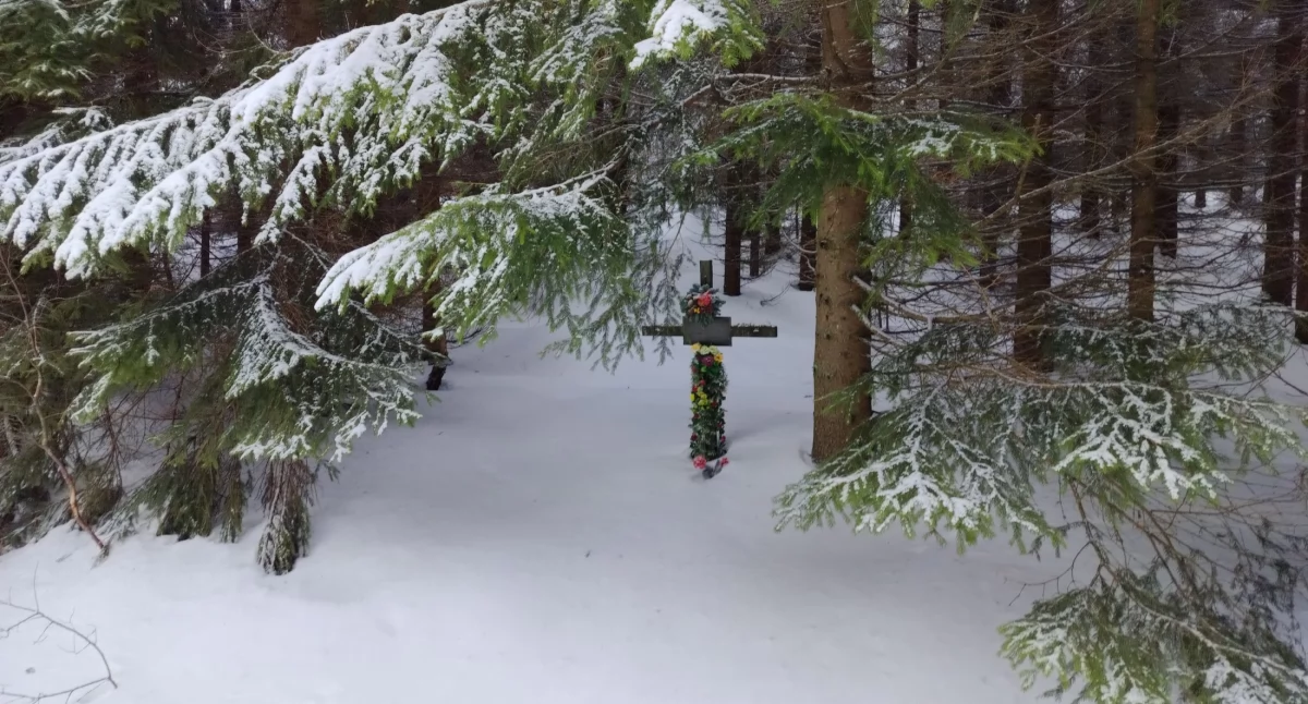 Historia Gór Izerskich, Krzyż drodze Smědavę Zapomniana tragedia izerskiej drodze - zdjęcie, fotografia